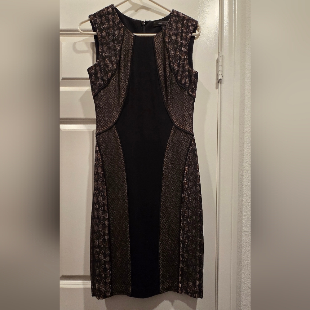 BCBGMaxAzria Black and Brown Midi Dress